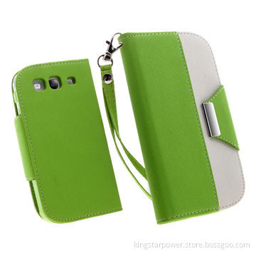 PU Leather case for Samsung S3 SIII i9300 S III, Contrasting double color, PC+PU material